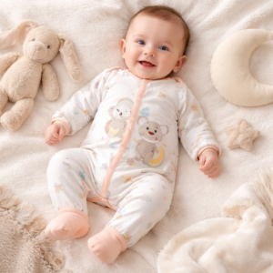 Le pyjama bébé doux compagnon des premières nuits